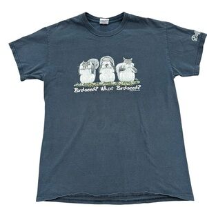 Mens Gildan Ultra Cotton Tee in blue Birdseed? What birdseed?Dollywood on sleeve